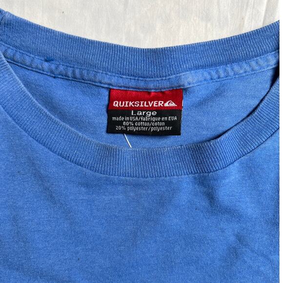 Vintage Quiksilver Surf Big Logo Size large Cotton T-shirt Blue - Picture 7 of 7